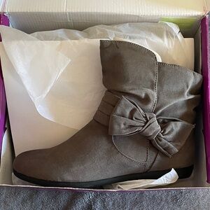 Rampage Basha Grey Microsuede Bootie with Bow Detail